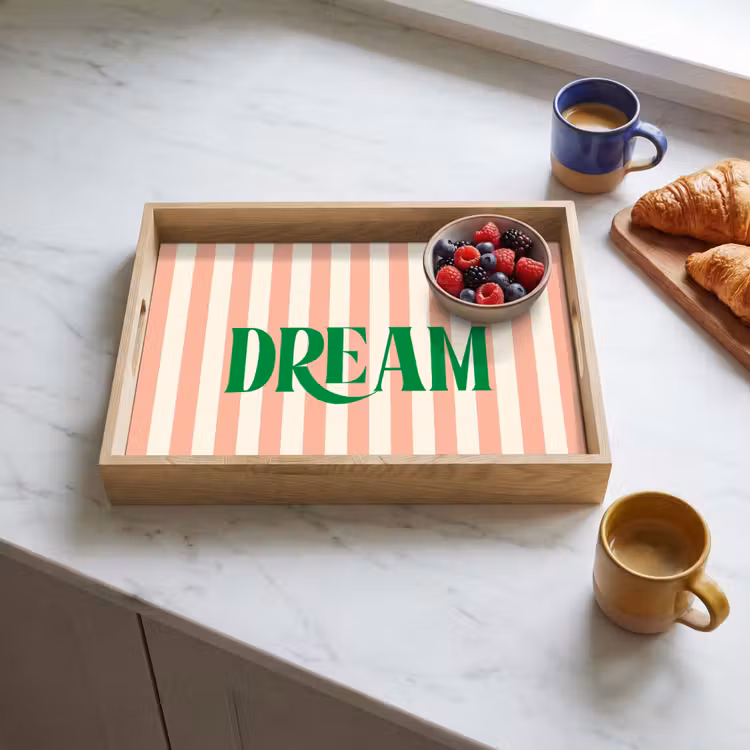Dienblad - Zachtroze - Groen - Strepen - Dream — 4