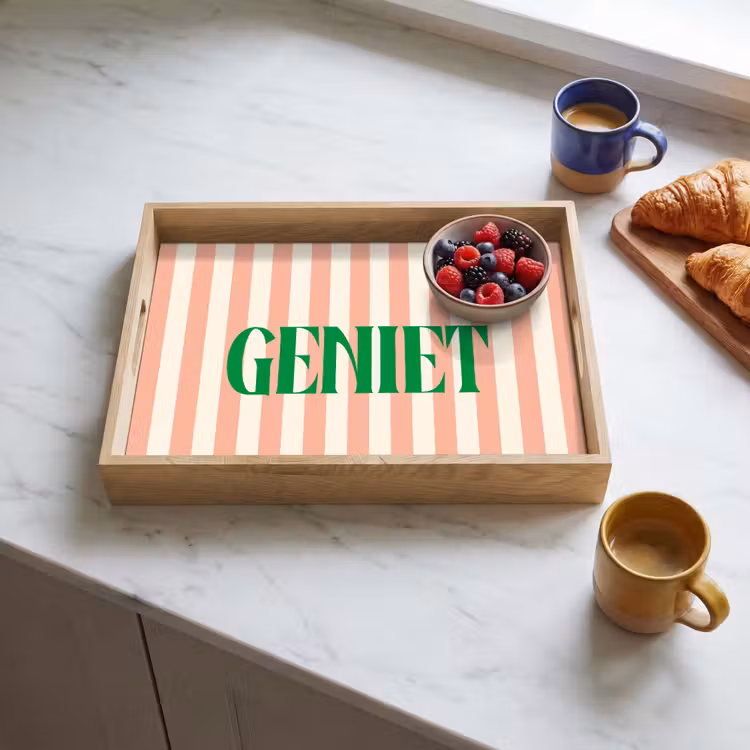Dienblad - Zachtroze - Groen - Strepen - Geniet — 4