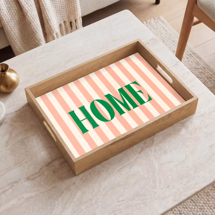 Dienblad - Zachtroze - Groen - Strepen - Home — 2