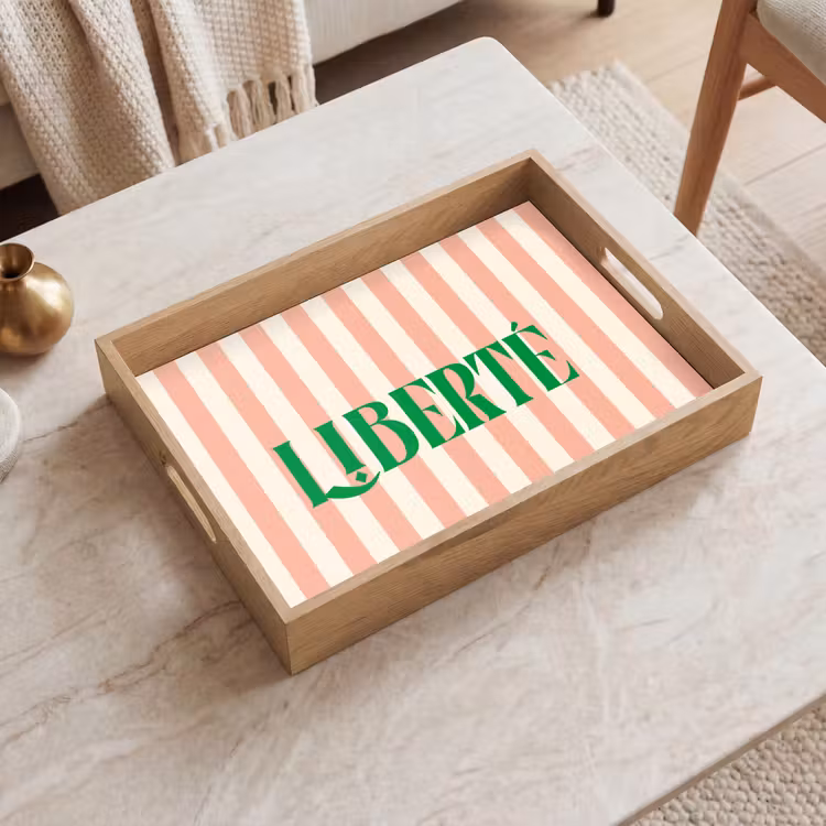 Dienblad - Zachtroze - Groen - Strepen - Liberté — 2