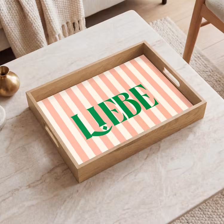 Dienblad - Zachtroze - Groen - Strepen - Liebe — 2