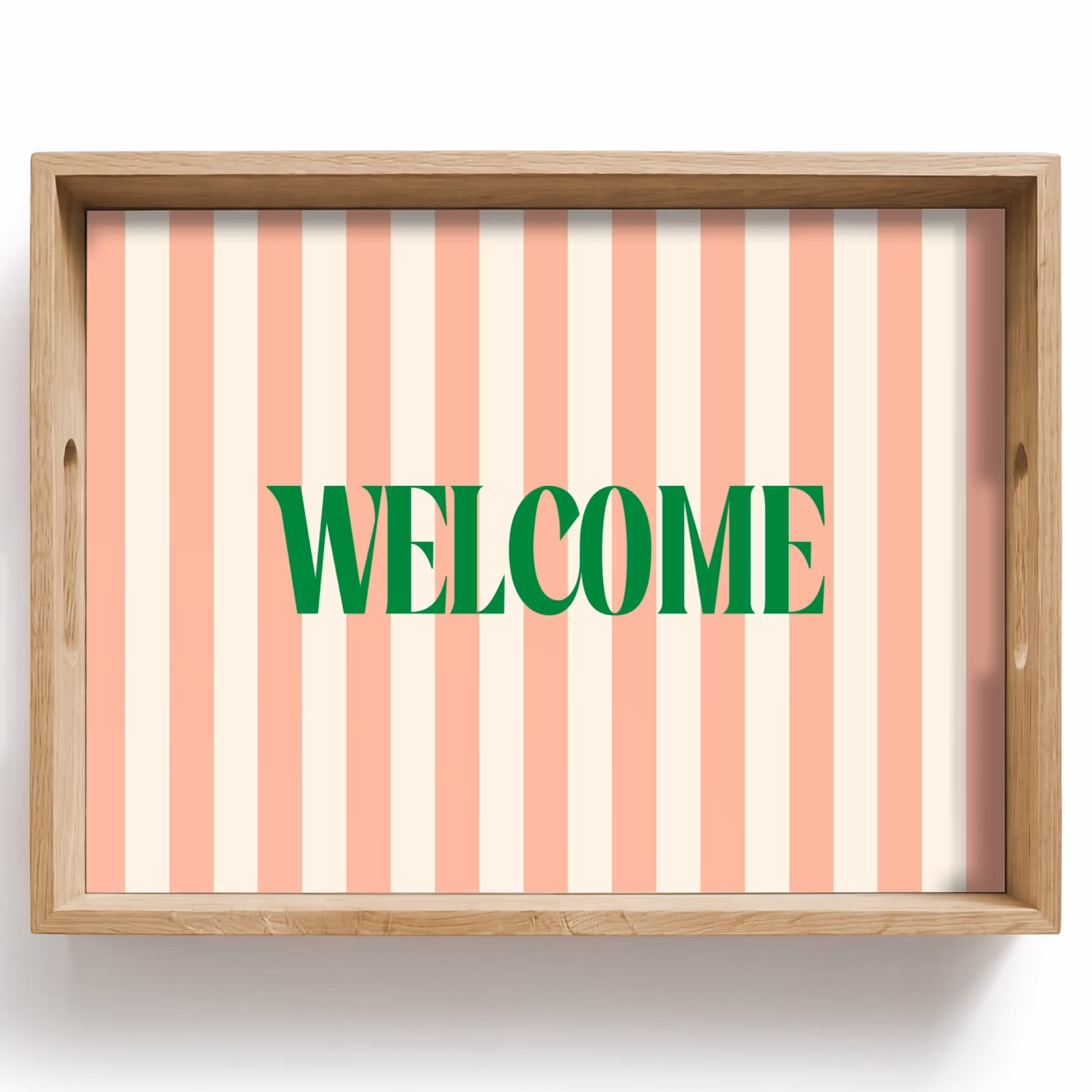 Dienblad - Zachtroze - Groen - Strepen - Welcome — 1