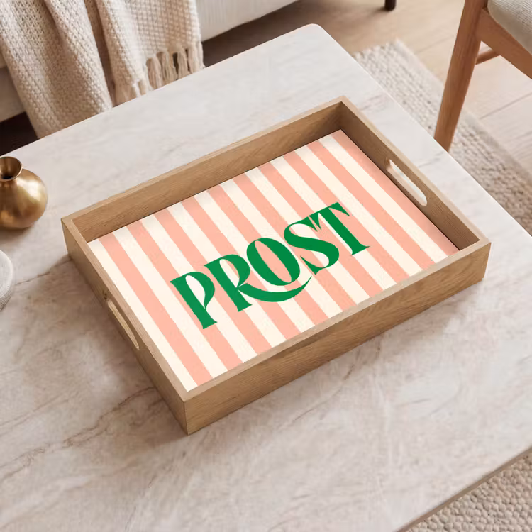 Dienblad - Zachtroze - Groen - Strepen - Prost — 2