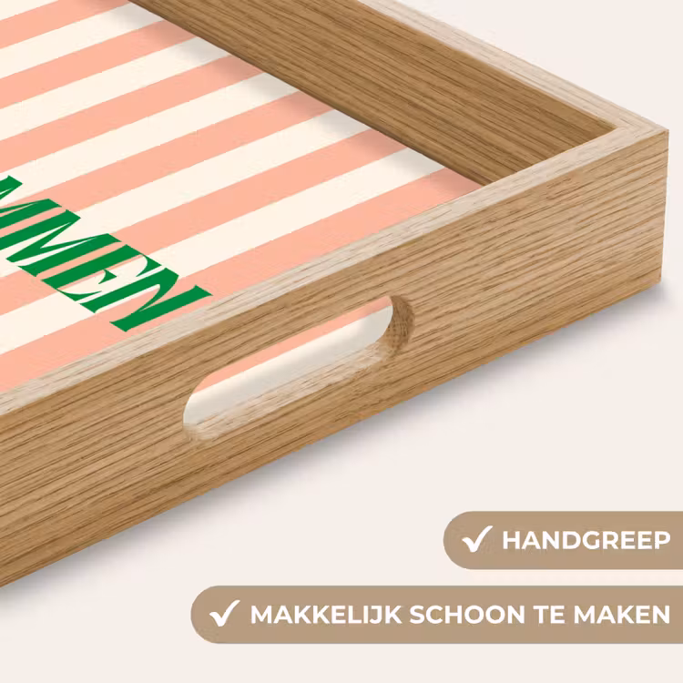 Dienblad - Zachtroze - Groen - Strepen - Wilkommen — 5