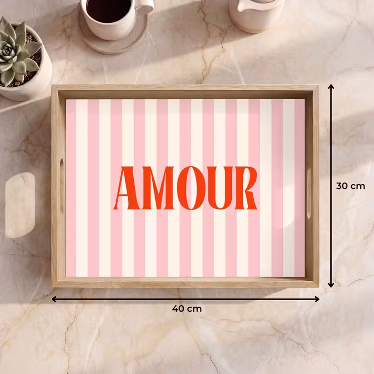 Dienblad - Zachtroze - Rood - Strepen - Amour — 9