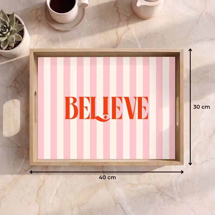 Dienblad - Zachtroze - Rood - Strepen - Believe — 9