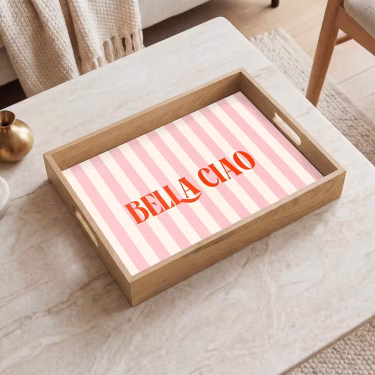 Dienblad - Zachtroze - Rood - Strepen - Bella Ciao — 2