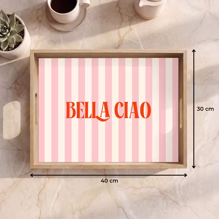 Dienblad - Zachtroze - Rood - Strepen - Bella Ciao — 9