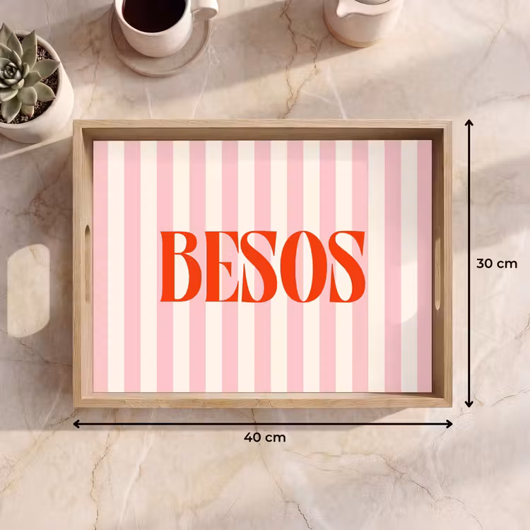 Dienblad - Zachtroze - Rood - Strepen - Besos — 9