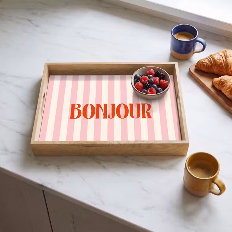 Dienblad - Zachtroze - Rood - Strepen - Bonjour — 4