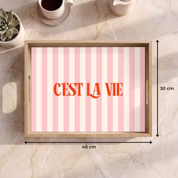 Dienblad - Zachtroze - Rood - Strepen - C'est La Vie — 9
