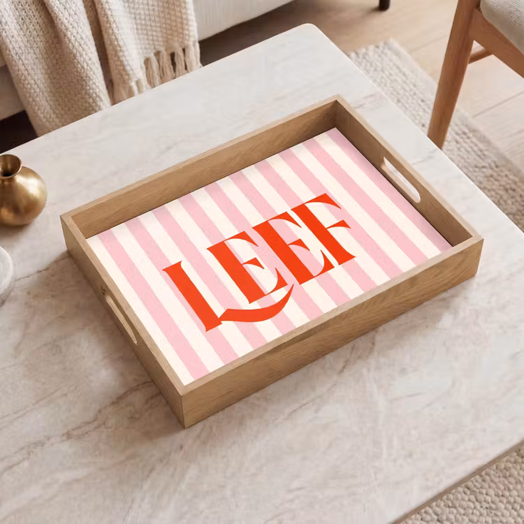 Dienblad - Zachtroze - Rood - Strepen - Leef — 2