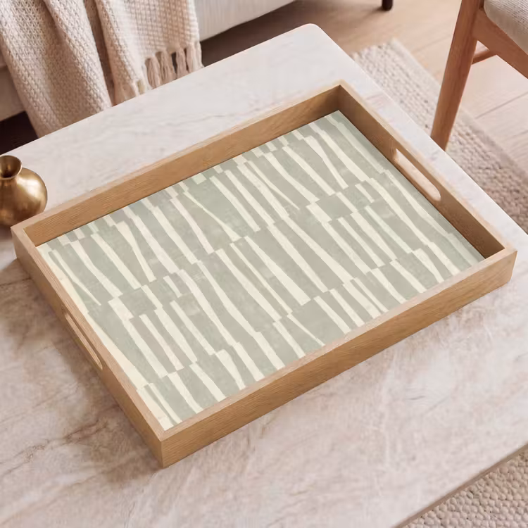 Dienblad - Saliegroen - Strepen - Geometrisch - Textuur - Patroon — 2
