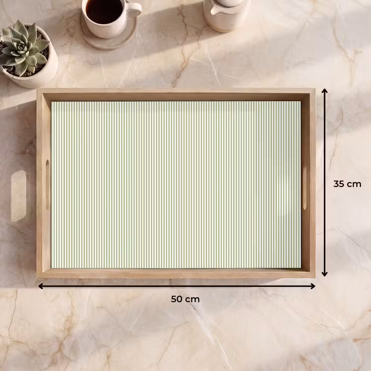 Dienblad - Saliegroen - Strepen - Minimalistisch - Patroon — 9