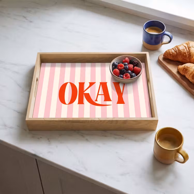 Dienblad - Zachtroze - Rood - Strepen - Okay — 4
