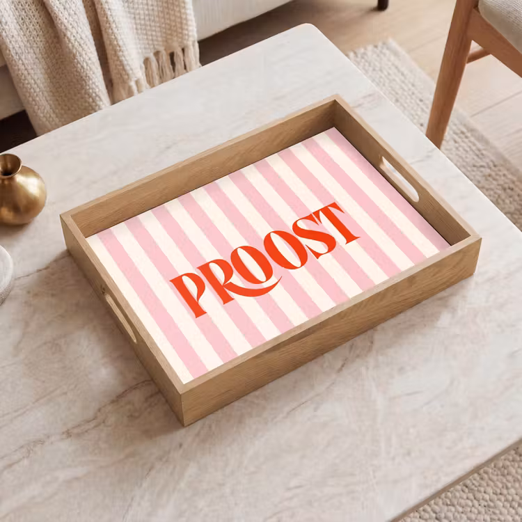 Dienblad - Zachtroze - Rood - Strepen - Proost — 2