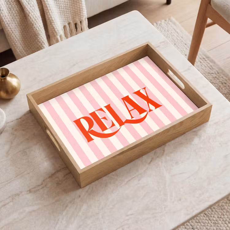 Dienblad - Zachtroze - Rood - Strepen - Relax — 2