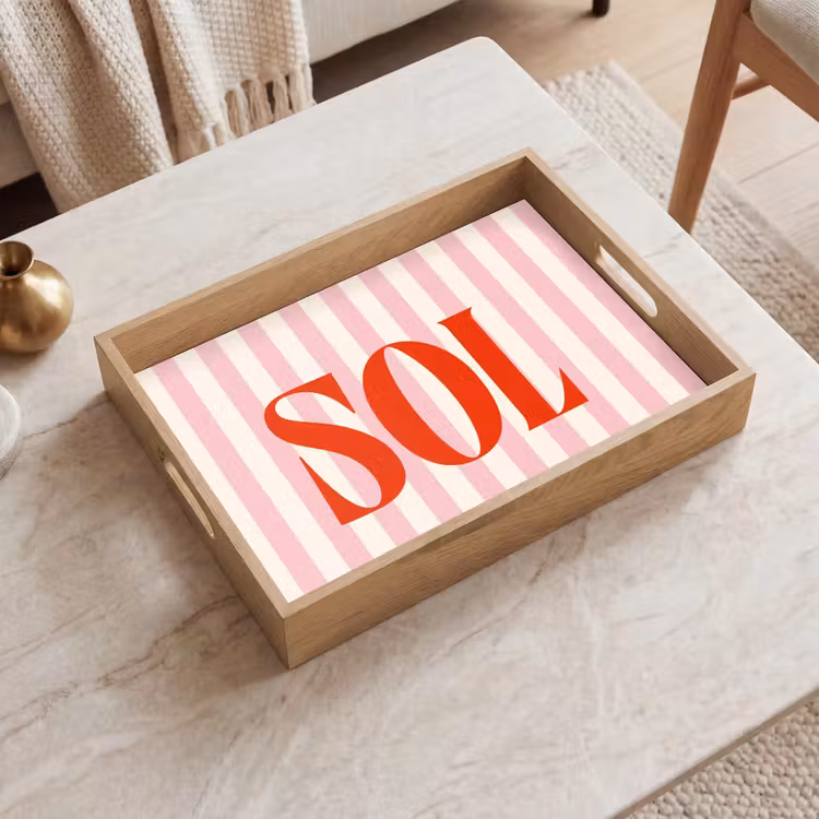 Dienblad - Zachtroze - Rood - Strepen - Sol — 2
