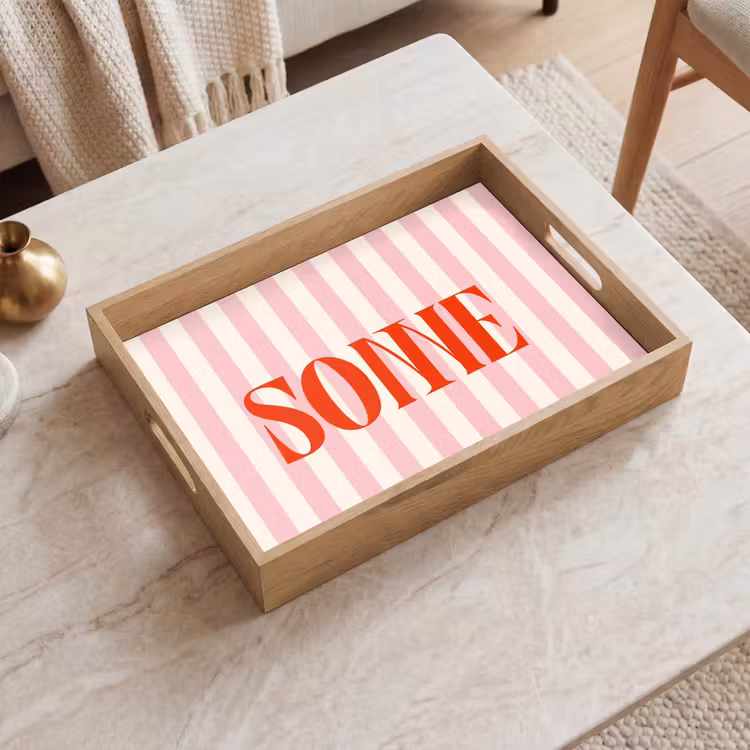 Dienblad - Zachtroze - Rood - Strepen - Sonne — 2