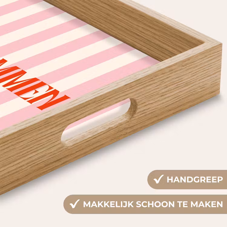 Dienblad - Zachtroze - Rood - Strepen - Wilkommen — 5
