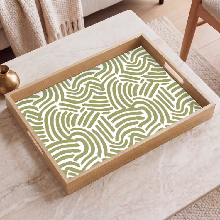 Dienblad - Saliegroen - Abstract - Bogen - Handgetekend - Patroon — 2