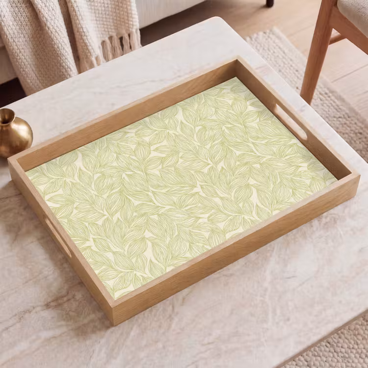 Dienblad - Saliegroen - Botanisch - Bladeren - Handgetekend - Patroon — 2