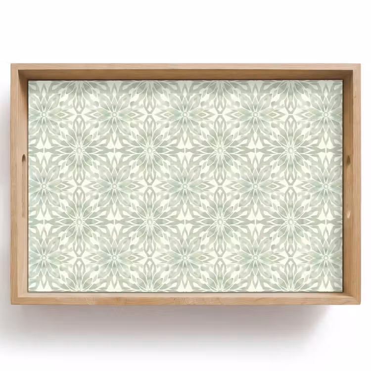 Dienblad - Saliegroen - Symmetrisch - Mandala - Ornament - Patroon — 1