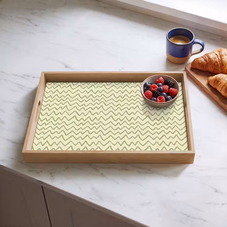 Dienblad - Saliegroen - Zigzag - Handgetekend - Patroon — 4