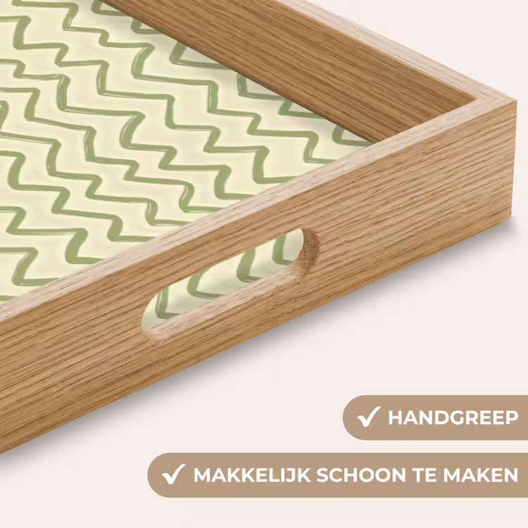 Dienblad - Saliegroen - Zigzag - Handgetekend - Patroon — 5