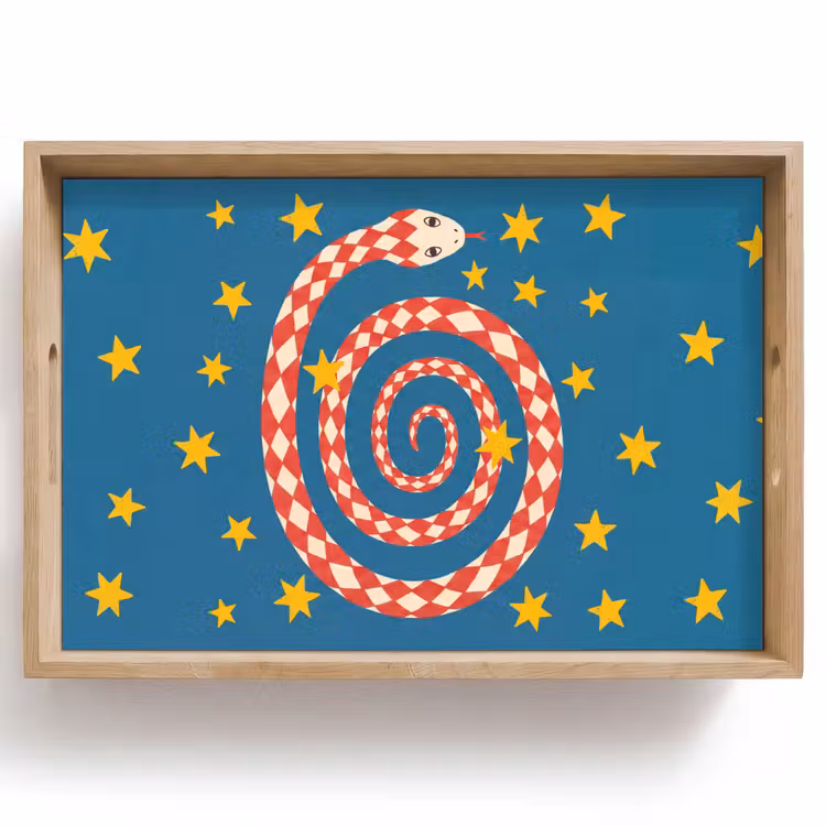 Dienblad - Slang - Spiraal - Dieren - Illustratie - Rood — 1