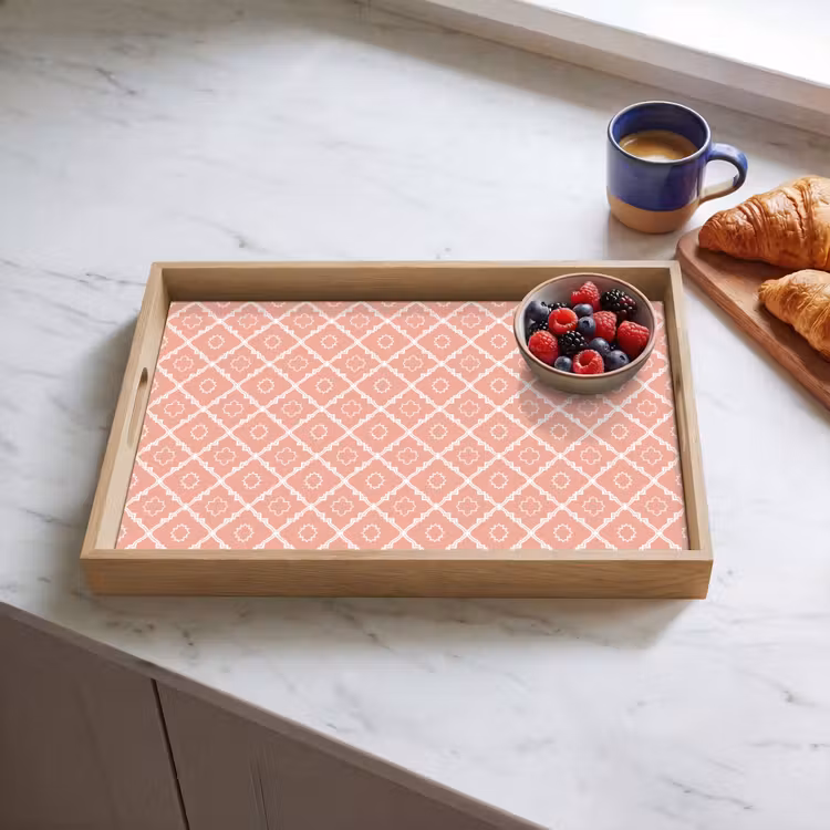 Dienblad - Zalmroze - Geometrisch - Elegant - Patroon — 4