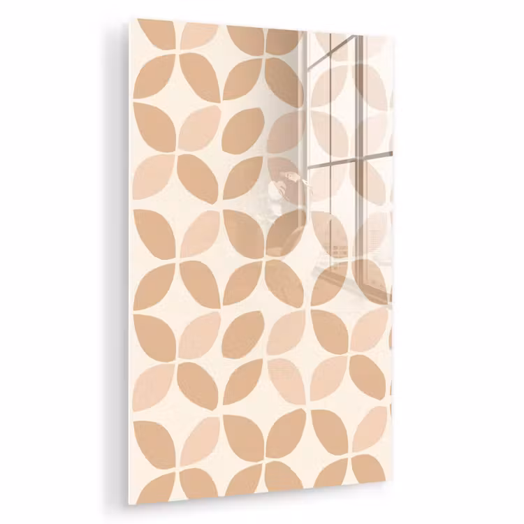 Glas schilderij - Beige - Bladeren - Minimalistisch - Patroon — 1