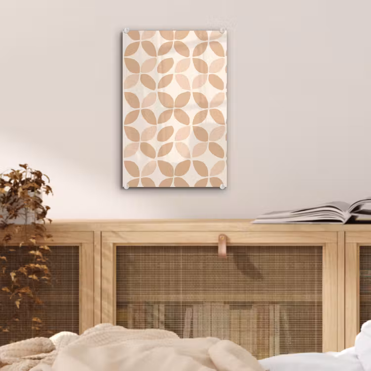 Glas schilderij - Beige - Bladeren - Minimalistisch - Patroon — 5