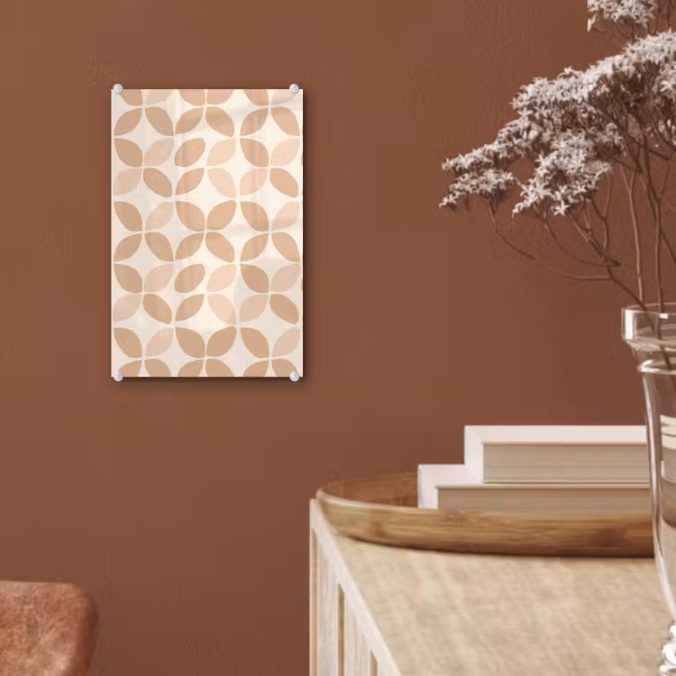 Glas schilderij - Beige - Bladeren - Minimalistisch - Patroon — 6