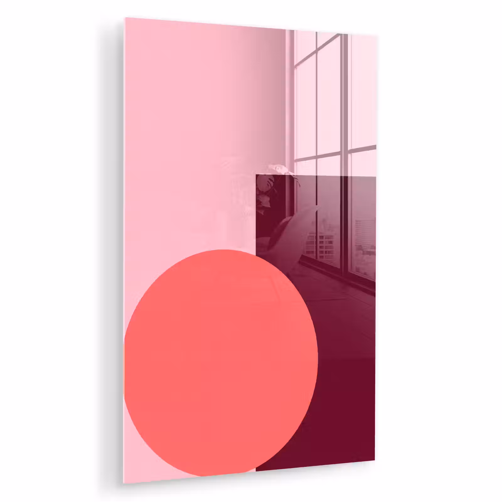 Glas schilderij - Abstract - Vormen - Roze - Modern - Design — 1