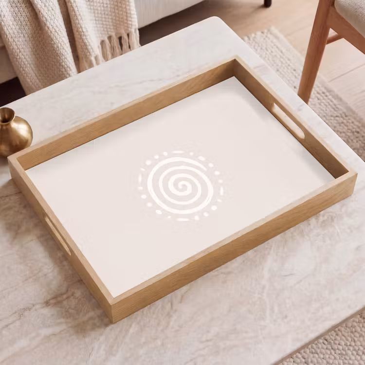 Dienblad - Symbool - Spiraal - Abstract - Minimalistisch - Beige — 2