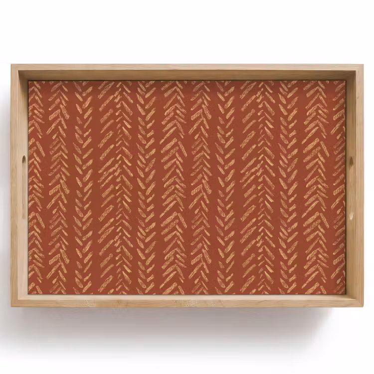 Dienblad - Terracotta - Visgraat - Ambachtelijk - Patroon — 1