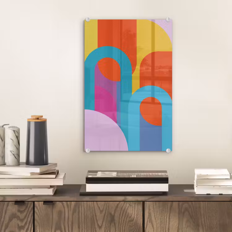 Glas schilderij - Abstract - Geometrie - Kleurrijk - Modern - Kunst — 2