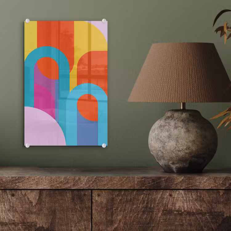 Glas schilderij - Abstract - Geometrie - Kleurrijk - Modern - Kunst — 4