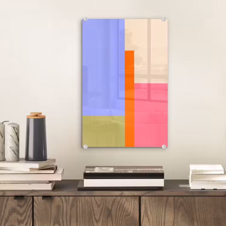 Glas schilderij - Abstract - Geometrie - Kunst - Modern - Kleurrijk — 2