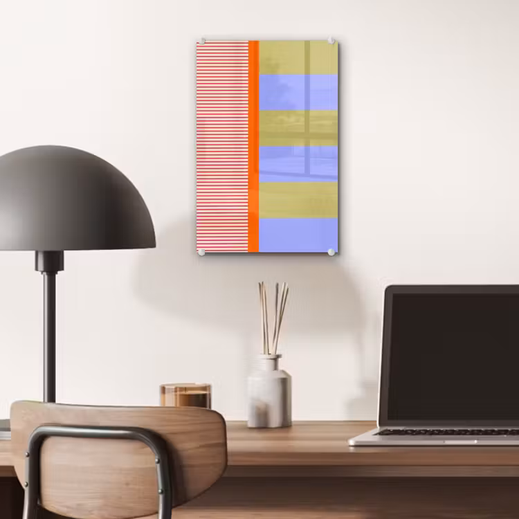 Glas schilderij - Abstract - Geometrie - Strepen - Blokken - Rood — 7