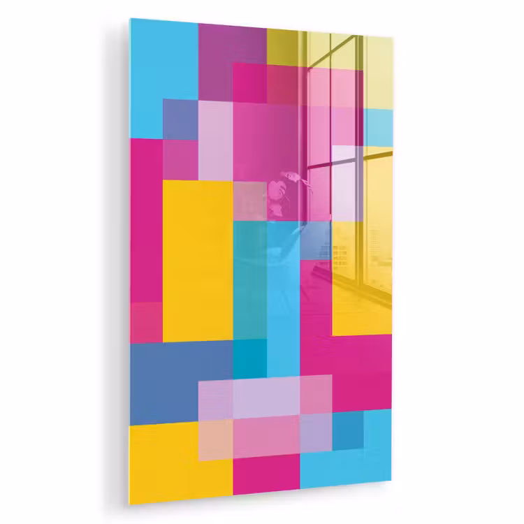 Glas schilderij - Abstract - Geometrisch - Kunst - Kleurrijk - Modern — 1