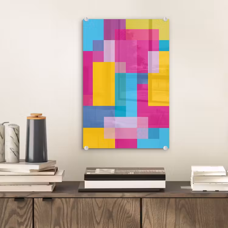 Glas schilderij - Abstract - Geometrisch - Kunst - Kleurrijk - Modern — 2