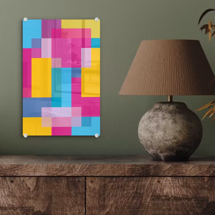 Glas schilderij - Abstract - Geometrisch - Kunst - Kleurrijk - Modern — 4