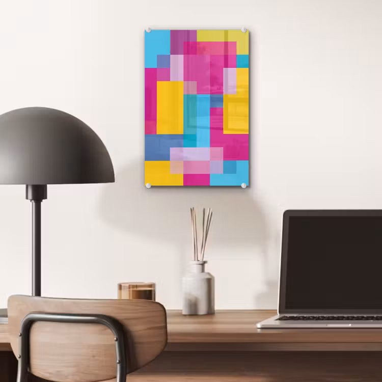 Glas schilderij - Abstract - Geometrisch - Kunst - Kleurrijk - Modern — 7