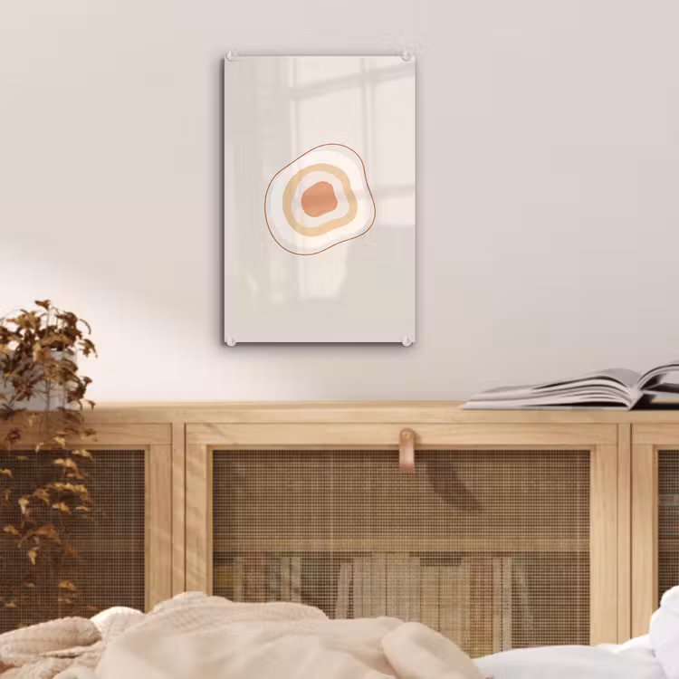 Glas schilderij - Abstract - Organisch - Modern - Beige - Kunst — 5