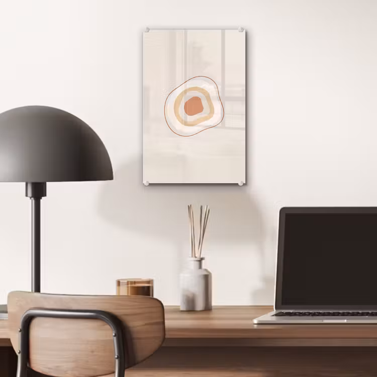 Glas schilderij - Abstract - Organisch - Modern - Beige - Kunst — 7