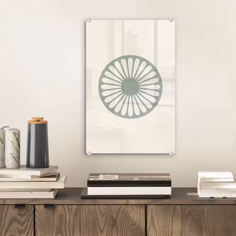 Glas schilderij - Abstract - Patroon - Radiaal - Modern - Groen — 2