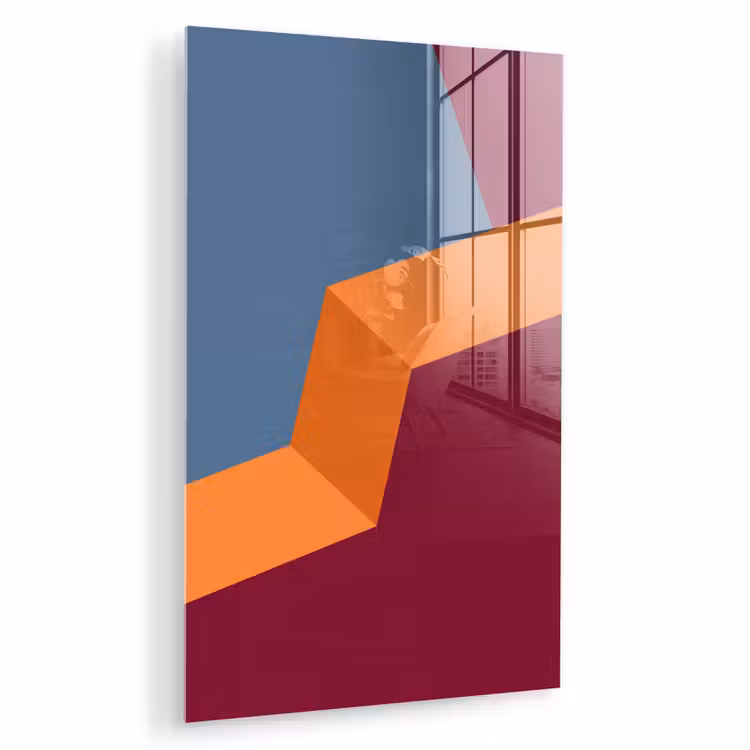 Glas schilderij - Abstract - Vormen - Modern - Blauw - Oranje — 1