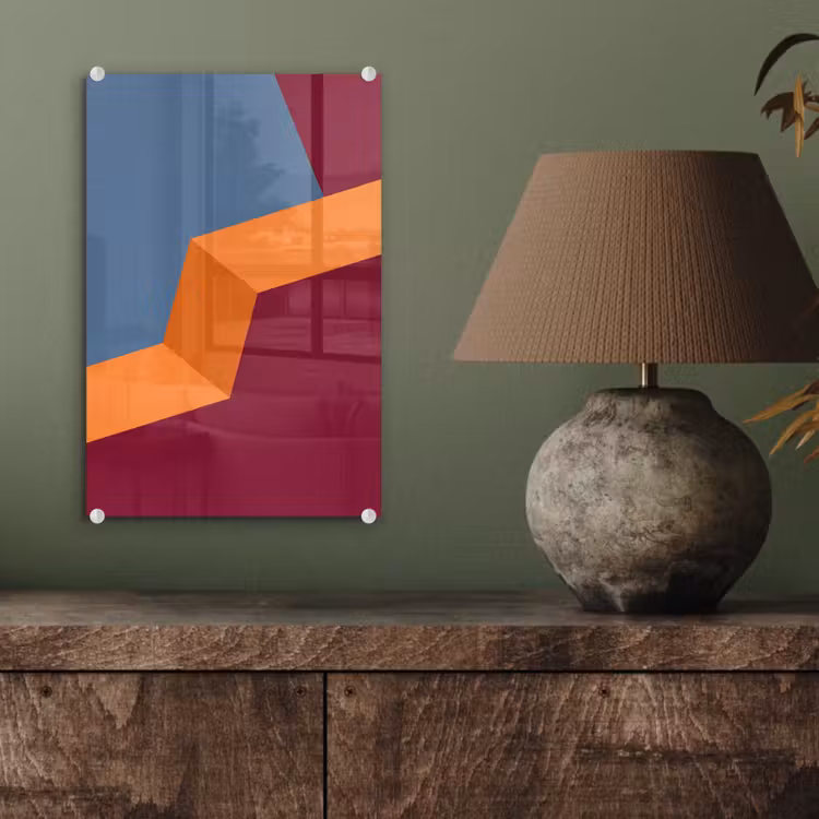 Glas schilderij - Abstract - Vormen - Modern - Blauw - Oranje — 4